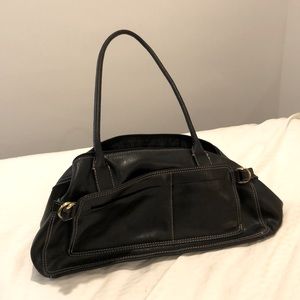 Sondra Roberts black leather shoulder doctor bag